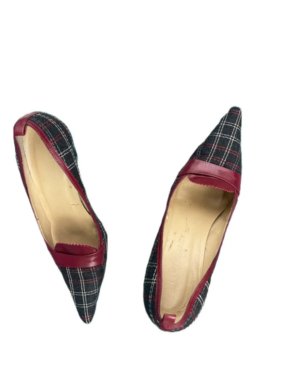 Ellen Tracy 1950s retro stilettos – red/grey plaid, size 7